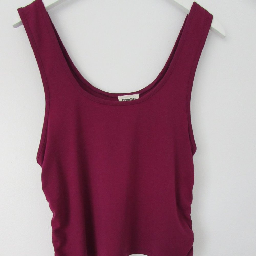 Open Edit Side Ruched Magenta Tank 2x